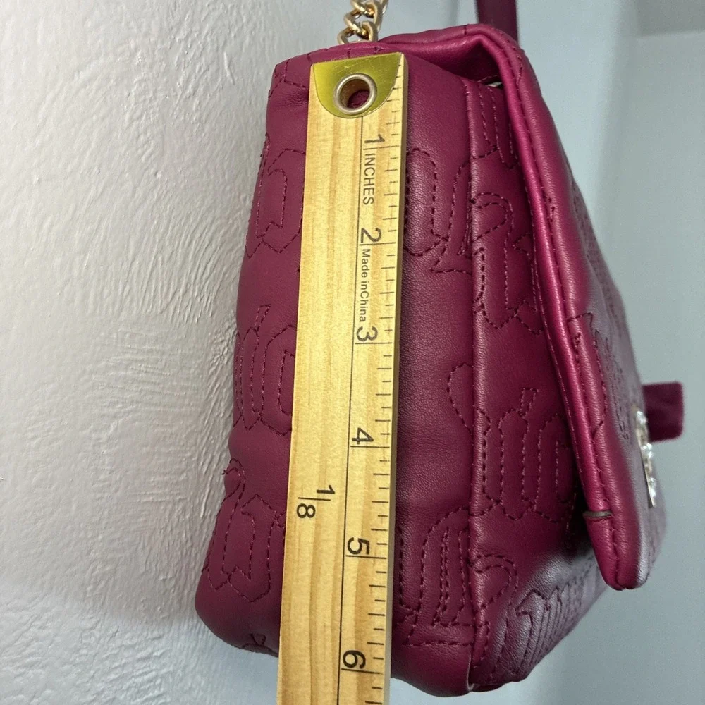 Juicy Couture Lovely Girl Shoulder Bag Purse Plum Berry Quilted Hearts Chunky‎